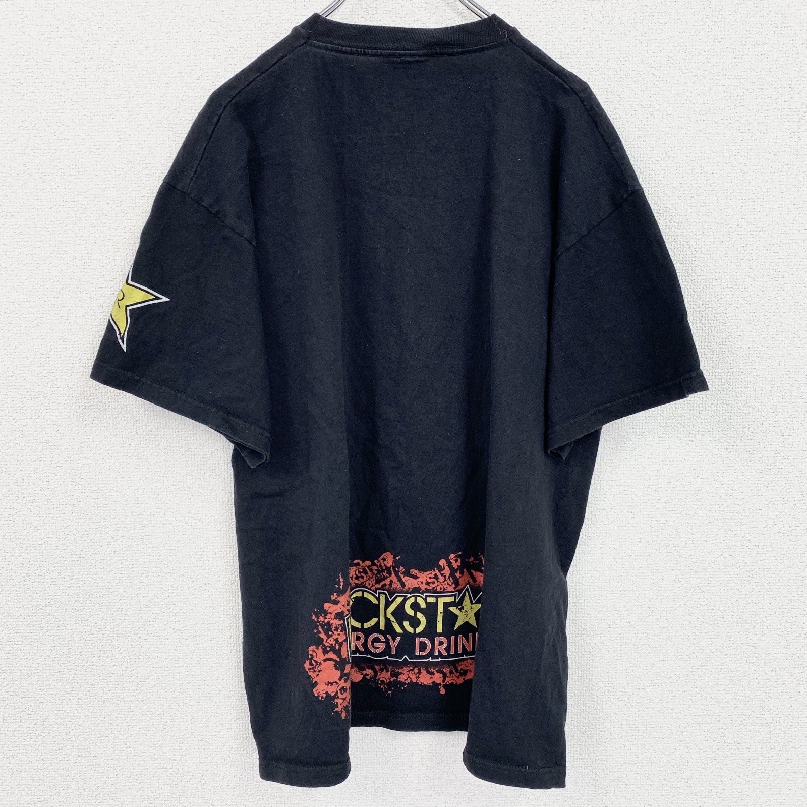 古着 used　THIS IS INSIDE　半袖両面プリントTシャツ　ROCKSTAR　星　エナジードリンク　黒　XLサイズ