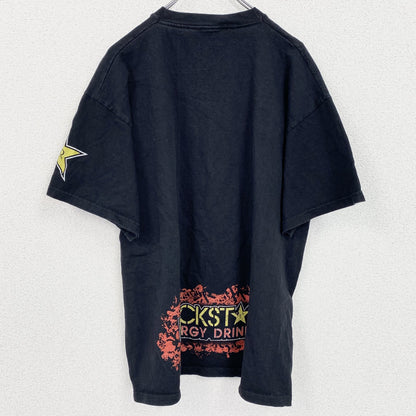 古着 used　THIS IS INSIDE　半袖両面プリントTシャツ　ROCKSTAR　星　エナジードリンク　黒　XLサイズ