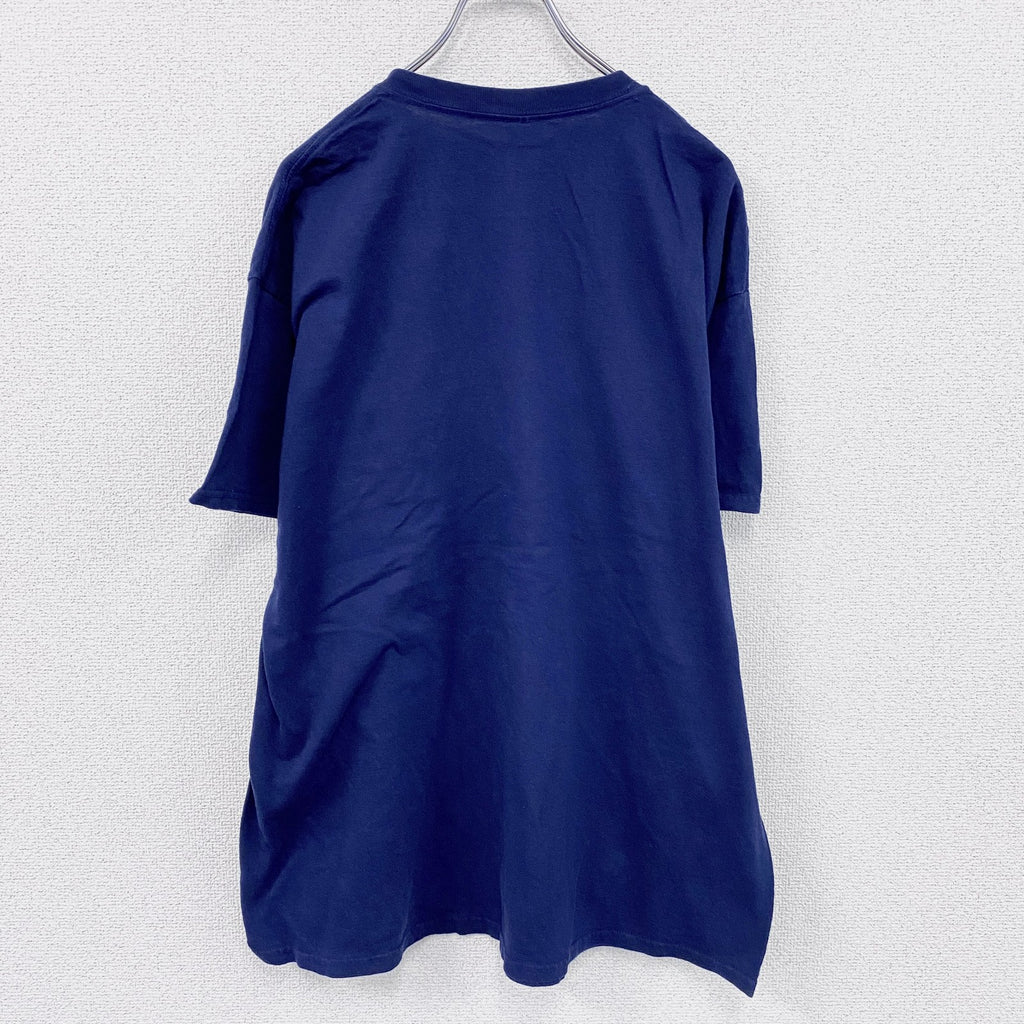 GILDAN　ギルダン　半袖Tシャツ　3連プリント　カレッジタイプ　紺　ネイビー　XLサイズ