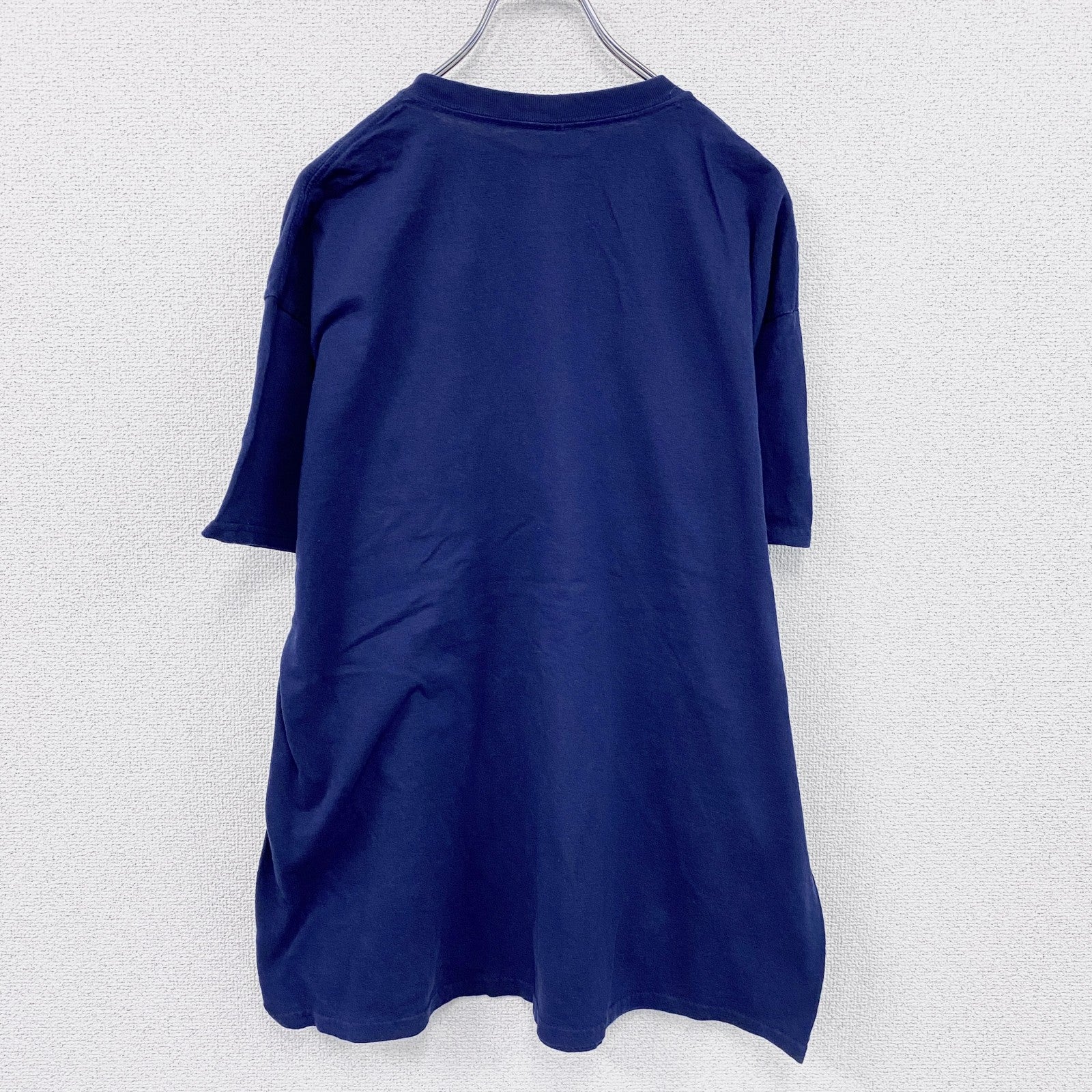 GILDAN　ギルダン　半袖Tシャツ　3連プリント　カレッジタイプ　紺　ネイビー　XLサイズ