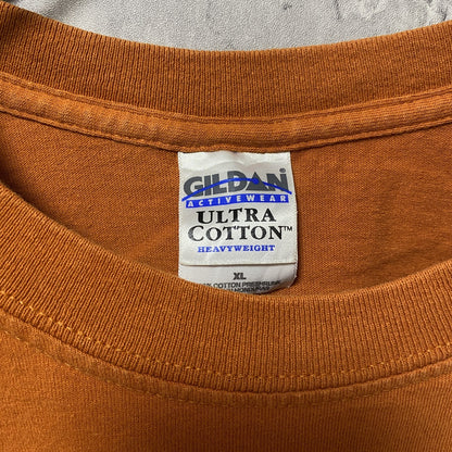 古着 used　GILDAN　ギルダン　半袖ワンポイントTシャツ　オレンジ　バックプリント　クルーネック　ビッグシルエット