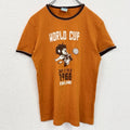 古着 used　Logoshirt　半袖プリントリンガーTシャツ　イギリスワールドカップ　ライオン　サッカー　オレンジ