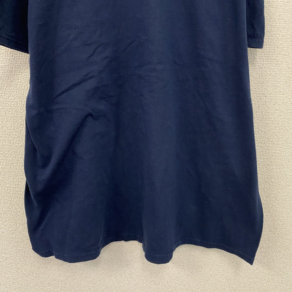 GILDAN　ギルダン　半袖Tシャツ　3連プリント　カレッジタイプ　紺　ネイビー　XLサイズ