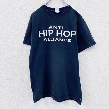 00s　FRUIT OF THE LOOM　ANTI HIP HOP　半袖プリントTシャツ　骸骨　スカル　黒　ブラック　Mサイズ