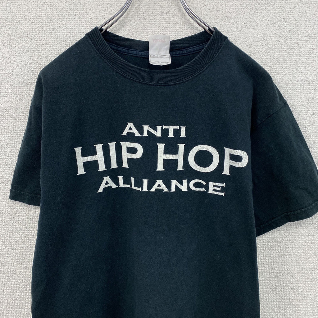 00s　FRUIT OF THE LOOM　ANTI HIP HOP　半袖プリントTシャツ　骸骨　スカル　黒　ブラック　Mサイズ