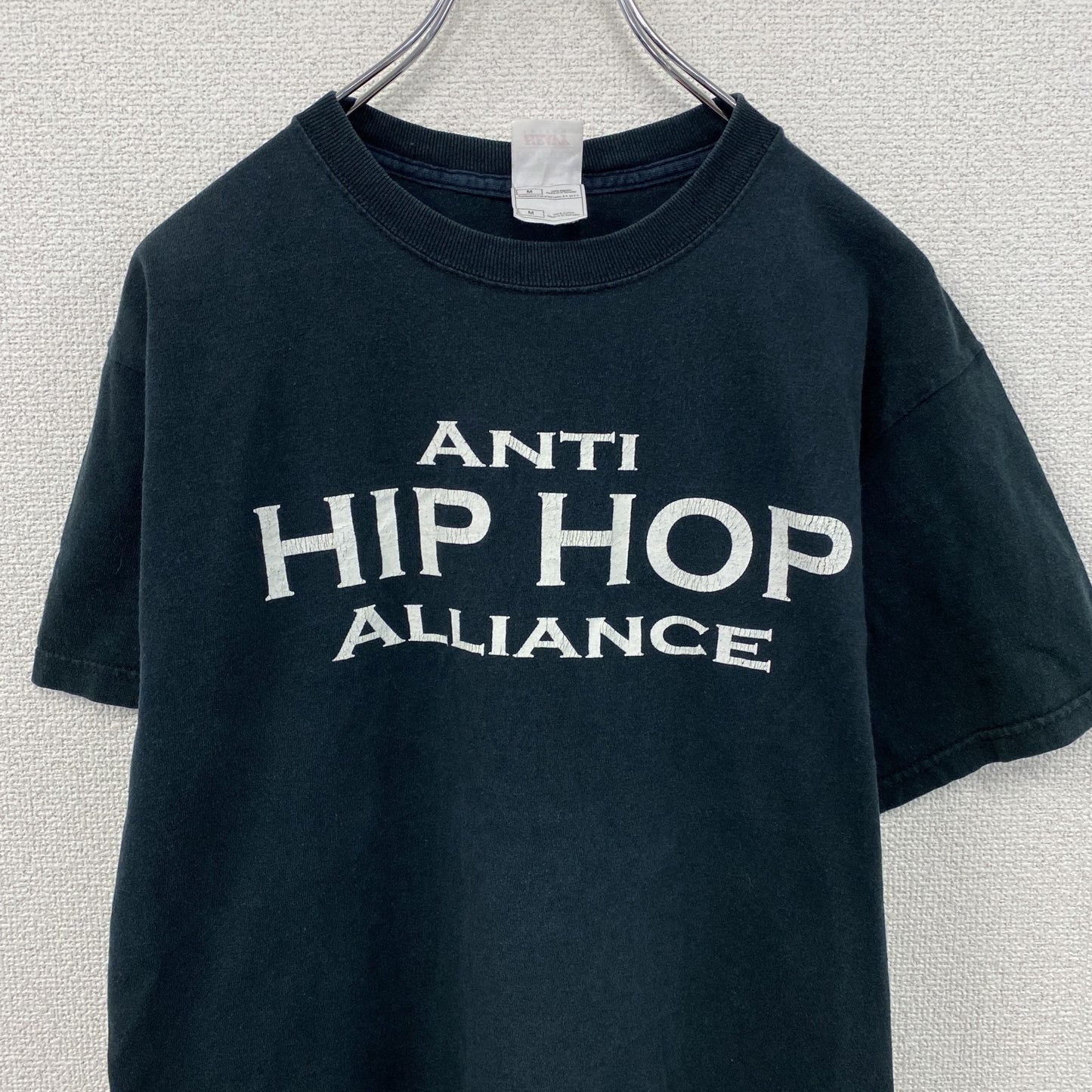 00s　FRUIT OF THE LOOM　ANTI HIP HOP　半袖プリントTシャツ　骸骨　スカル　黒　ブラック　Mサイズ
