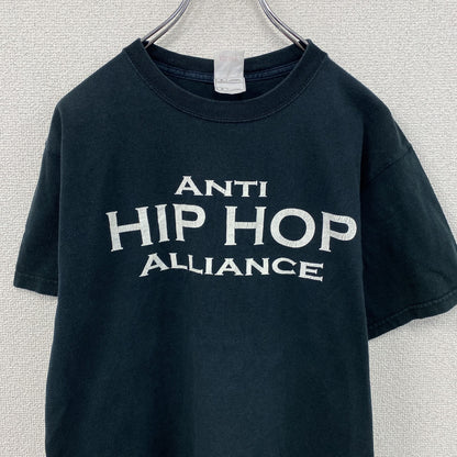 00s　FRUIT OF THE LOOM　ANTI HIP HOP　半袖プリントTシャツ　骸骨　スカル　黒　ブラック　Mサイズ
