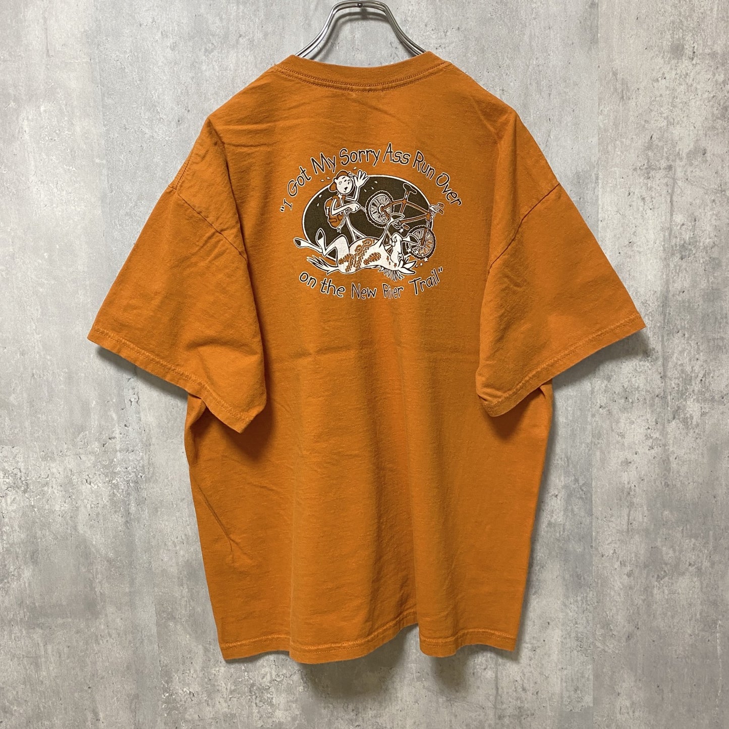 古着 used　GILDAN　ギルダン　半袖ワンポイントTシャツ　オレンジ　バックプリント　クルーネック　ビッグシルエット
