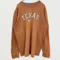 古着 used　NIKE　ナイキ　長袖カレッジプリントTシャツ　クルーネックロンT　テキサス大学　ライトブラウン　XLサイズ