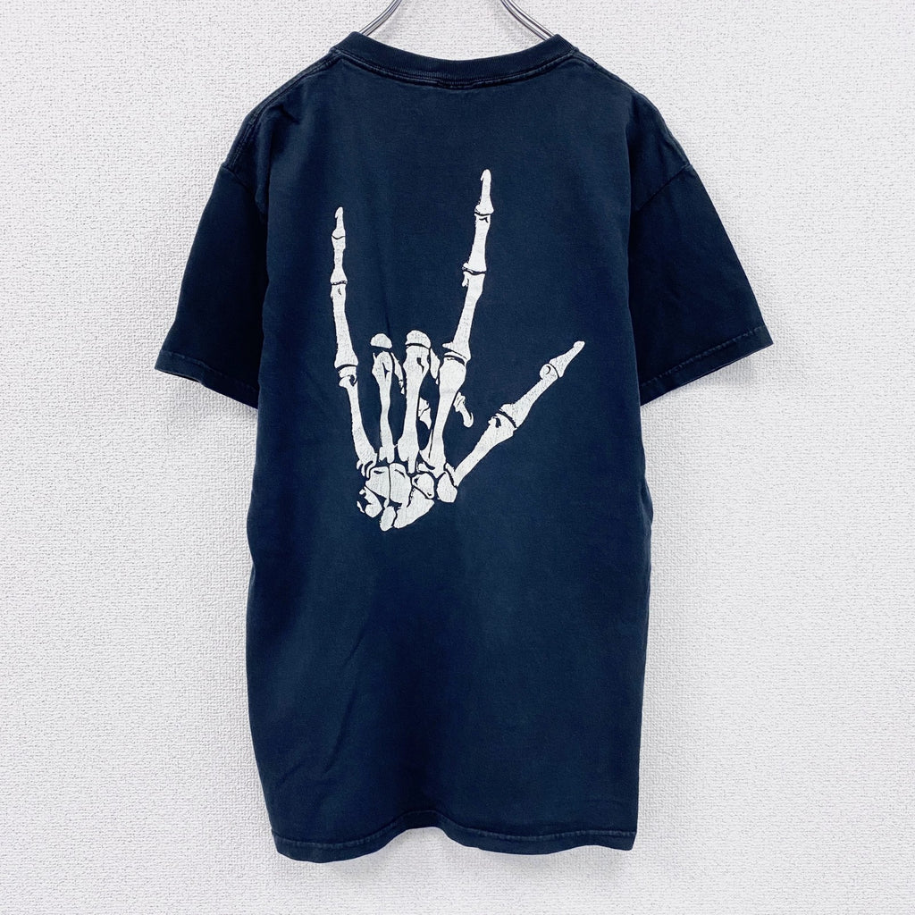00s　FRUIT OF THE LOOM　ANTI HIP HOP　半袖プリントTシャツ　骸骨　スカル　黒　ブラック　Mサイズ