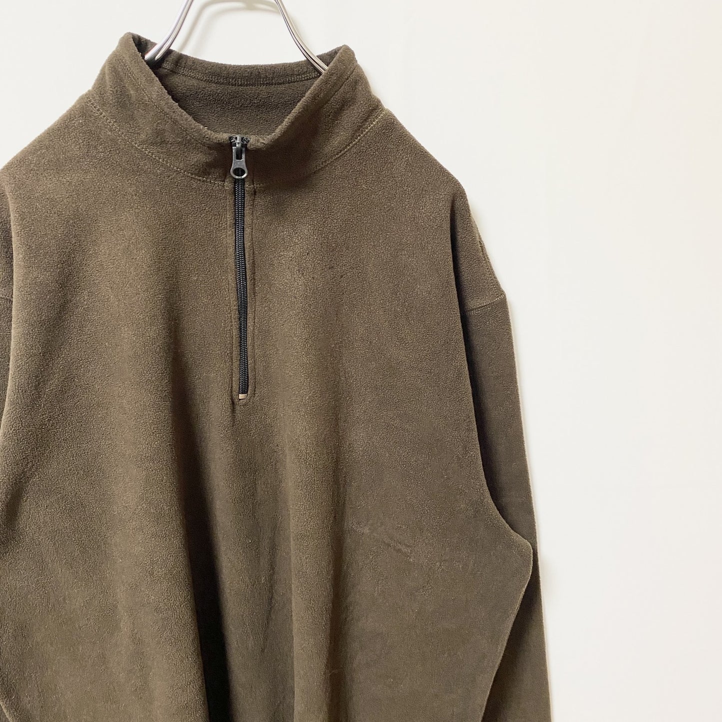 古着 used　OLD NAVY オールドネイビー　長袖ハーフジップフリースジャケット　ハイネックブルゾン　茶色　XLサイズ