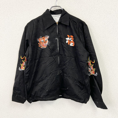 ベトジャン　ベトナムジャケット　スーベニアジャケット　ブルゾン　レプリカ　リメイク　刺繍　黒　ブラック　Lサイズ