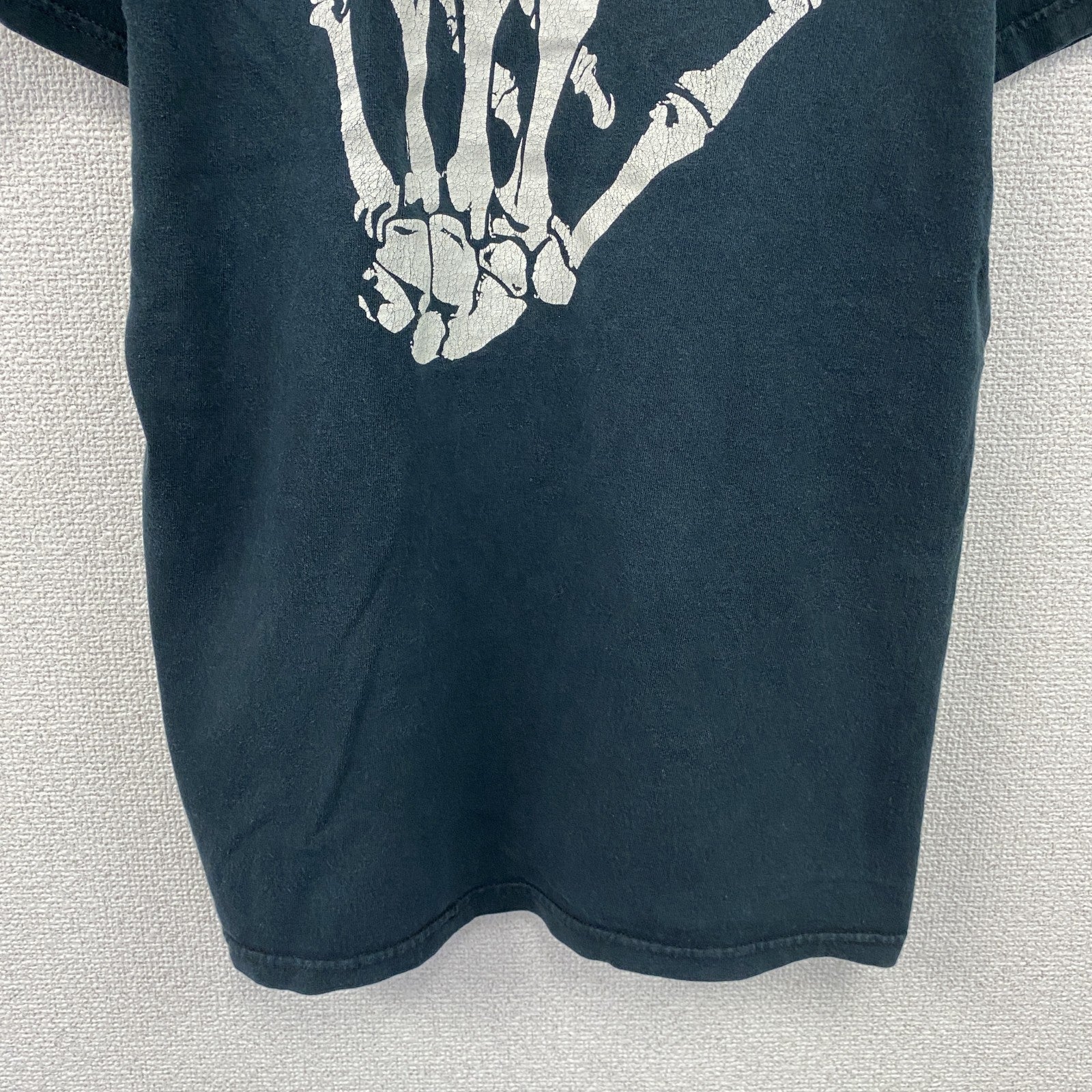 00s　FRUIT OF THE LOOM　ANTI HIP HOP　半袖プリントTシャツ　骸骨　スカル　黒　ブラック　Mサイズ