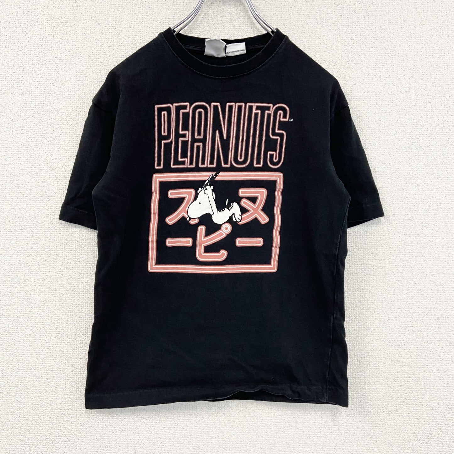 ZARA　ザラ　PEANUTS　SNOOPY　スヌーピー　半袖プリントキャラクターTシャツ　黒　ブラック　Sサイズ