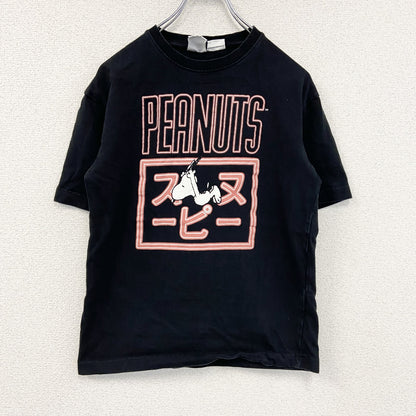 ZARA　ザラ　PEANUTS　SNOOPY　スヌーピー　半袖プリントキャラクターTシャツ　黒　ブラック　Sサイズ