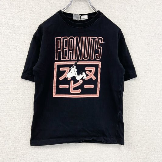 ZARA　ザラ　PEANUTS　SNOOPY　スヌーピー　半袖プリントキャラクターTシャツ　黒　ブラック　Sサイズ