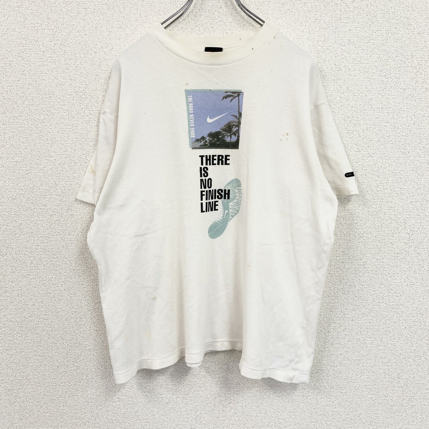 古着 used　～00s　NIKE ナイキ　DRI-FIT　半袖プリントTシャツ　シングルステッチ　白　ホワイト　Lサイズ