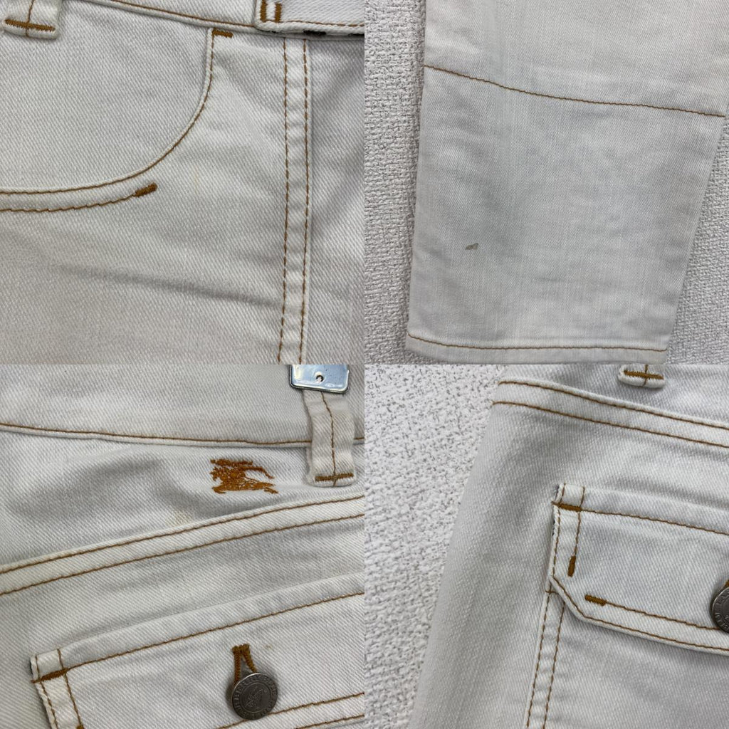BURBERRY BLUE LABEL　バーバリーブルーレーベル　七分袖デニムパンツ　ノバチェック　白　ホワイト　24サイズ