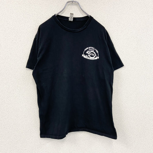 GILDAN　ギルダン　半袖プリントTシャツ　両面プリント　アーチプリント　黒　ブラック　Lサイズ