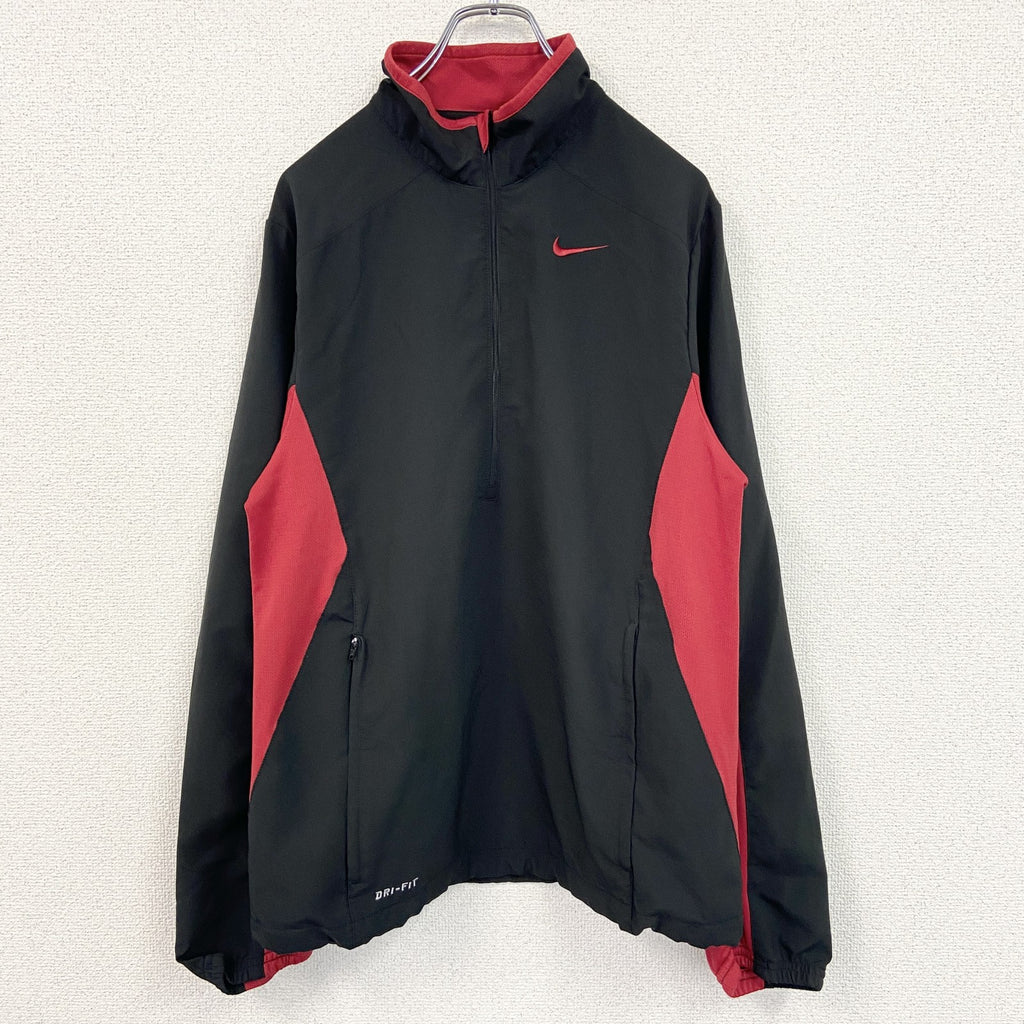 古着 used　NIKE　ナイキ　トラックジャケット　ジャージ　バイカラー　黒　ブラック　赤　レッド　Sサイズ