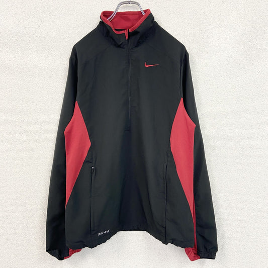 古着 used　NIKE　ナイキ　トラックジャケット　ジャージ　バイカラー　黒　ブラック　赤　レッド　Sサイズ