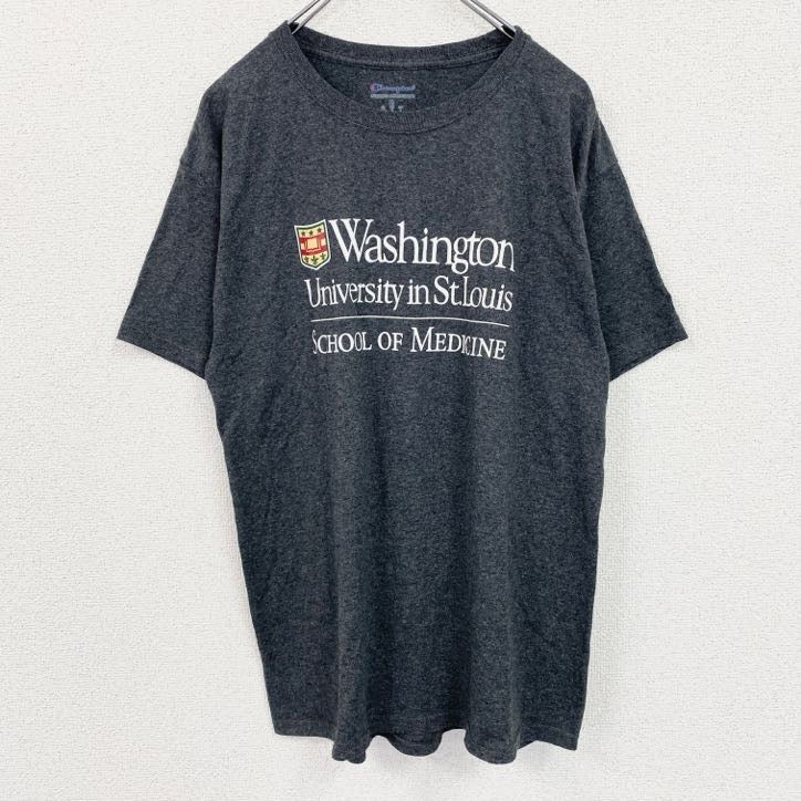 古着 used　champion　チャンピオン　半袖カレッジプリントTシャツ　ワシントン大学　セントルイス　ダークグレー　Lサイズ