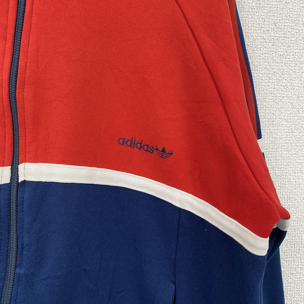 古着 used　adidas　アディダス　長袖トラックジャケット　トライカラー　80s　フルジップジャージ　赤　白　ネイビー