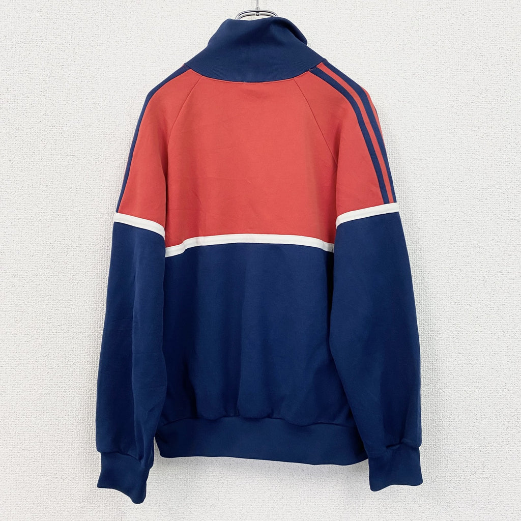 古着 used　adidas　アディダス　長袖トラックジャケット　トライカラー　80s　フルジップジャージ　赤　白　ネイビー