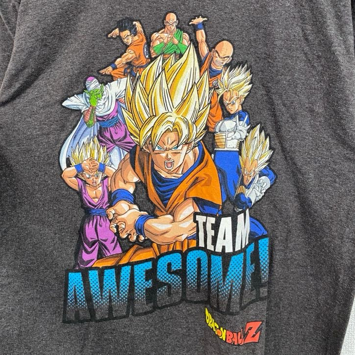 古着 used　ドラゴンボールZ　スーパーサイヤ人　半袖アニメプリントTシャツ　キャラクターデザイン　グレー　XLサイズ
