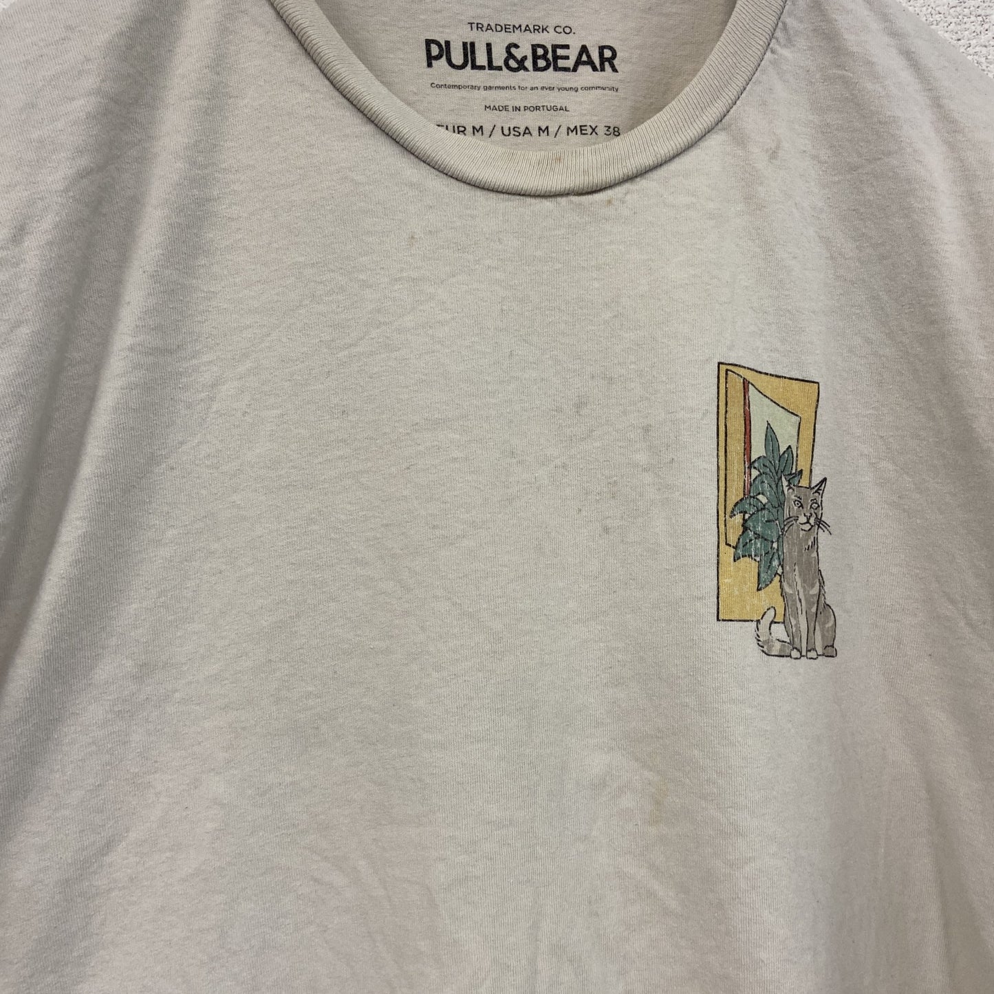 PULL&BEAR　プルアンドベア　半袖プリントTシャツ　両面プリント　白　ホワイト　Mサイズ