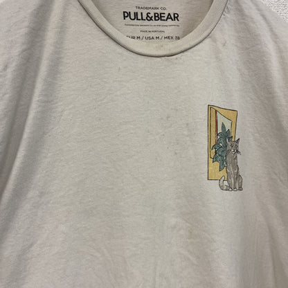 PULL&BEAR　プルアンドベア　半袖プリントTシャツ　両面プリント　白　ホワイト　Mサイズ