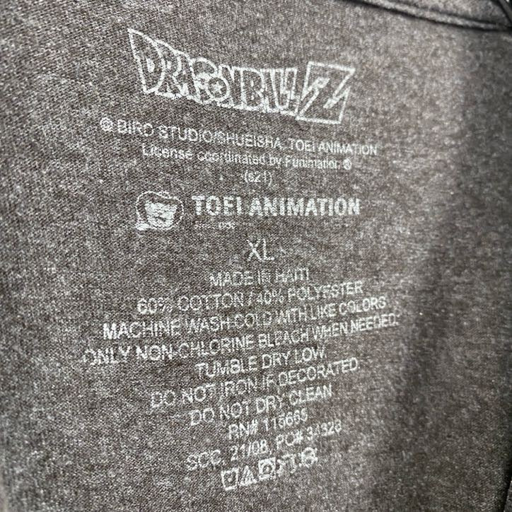 古着 used　ドラゴンボールZ　スーパーサイヤ人　半袖アニメプリントTシャツ　キャラクターデザイン　グレー　XLサイズ