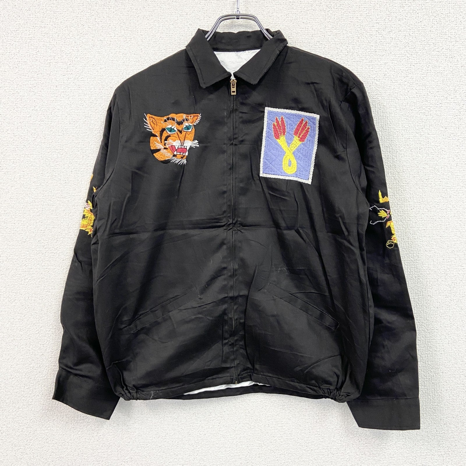 ベトジャン　ベトナムジャケット　スーベニアジャケット　ブルゾン　レプリカ　リメイク　刺繍　黒　ブラック