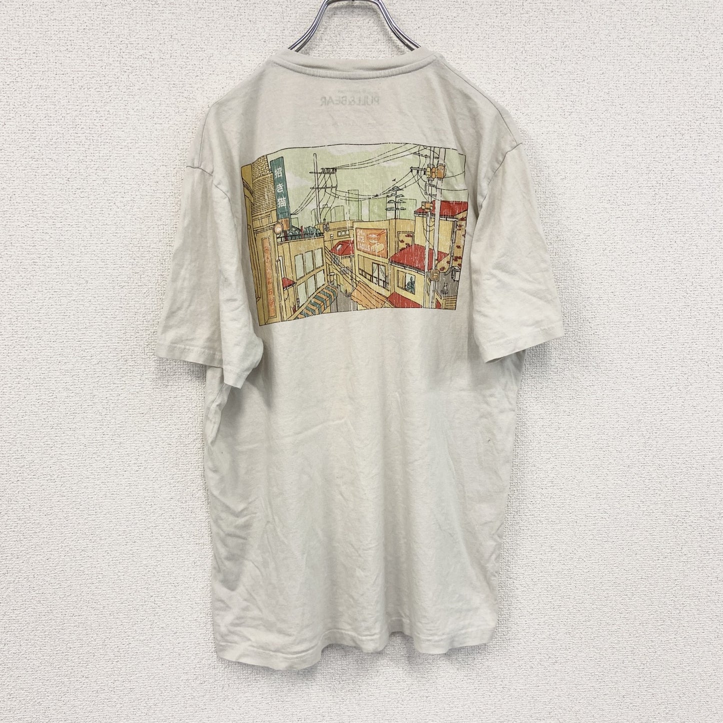 PULL&BEAR　プルアンドベア　半袖プリントTシャツ　両面プリント　白　ホワイト　Mサイズ