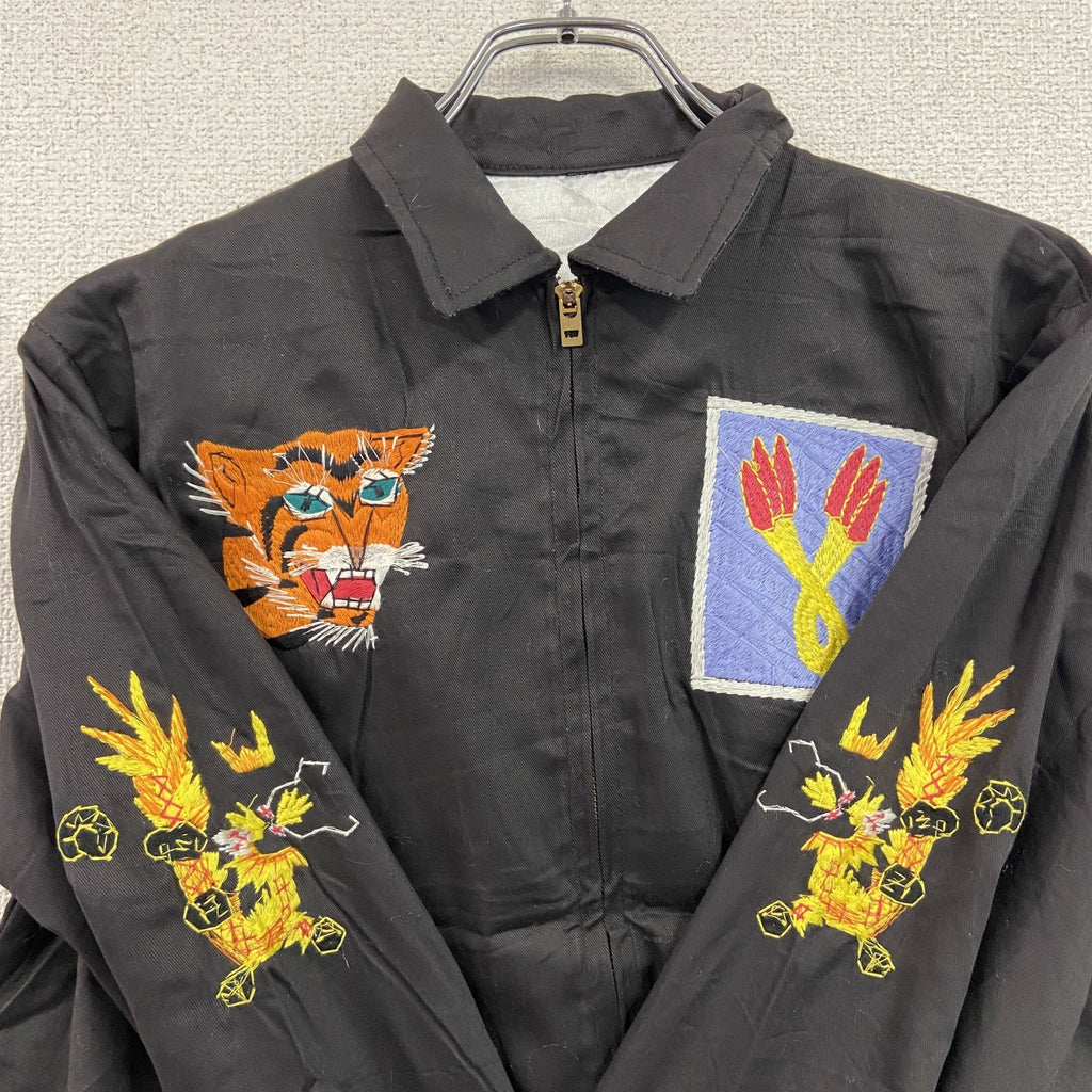 ベトジャン　ベトナムジャケット　スーベニアジャケット　ブルゾン　レプリカ　リメイク　刺繍　黒　ブラック