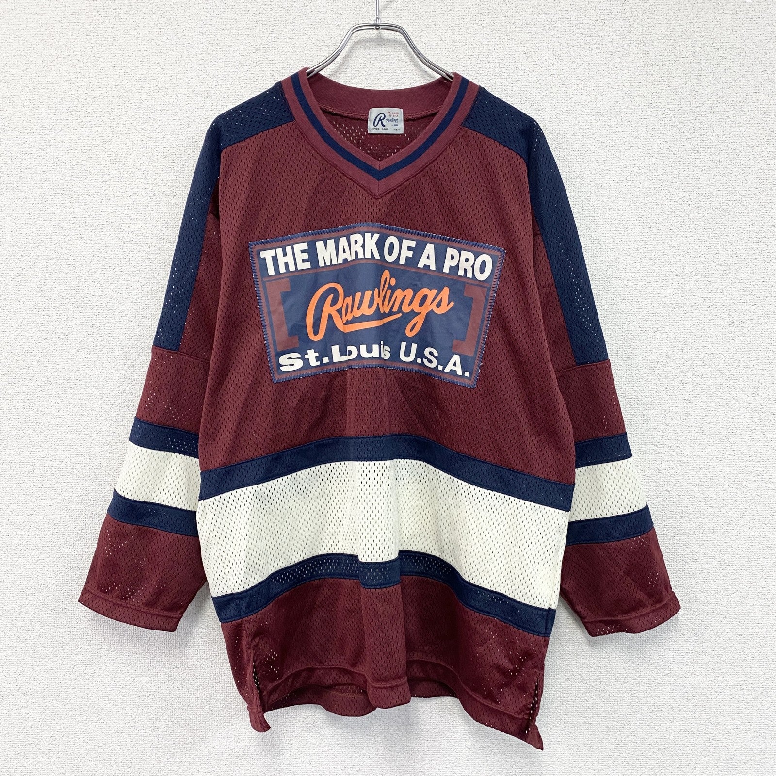 Rawlings　ローリングス　アイスホッケー　長袖Tシャツ/ロンT　ゲームシャツ　赤　レッド　Lサイズ