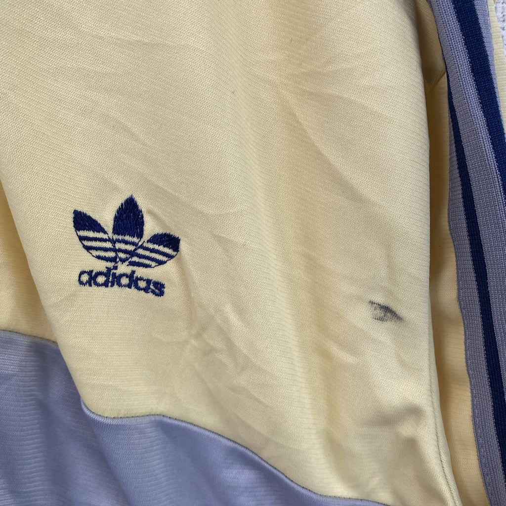 古着 used　70s　adidas　アディダス　長袖トラックジャケット　フルジップジャージ　黄色　ネイビー　グレー　186サイズ