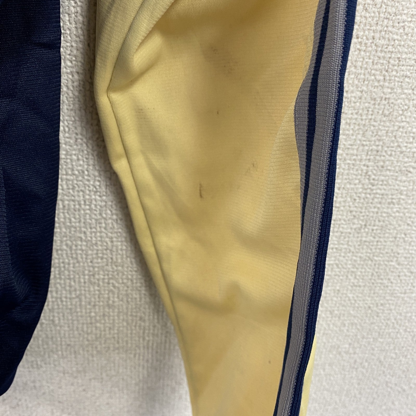 古着 used　70s　adidas　アディダス　長袖トラックジャケット　フルジップジャージ　黄色　ネイビー　グレー　186サイズ