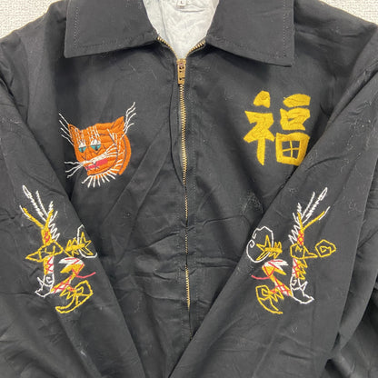 ベトジャン　ベトナムジャケット　スーベニアジャケット　ブルゾン　レプリカ　リメイク　刺繍　黒　ブラック　Lサイズ