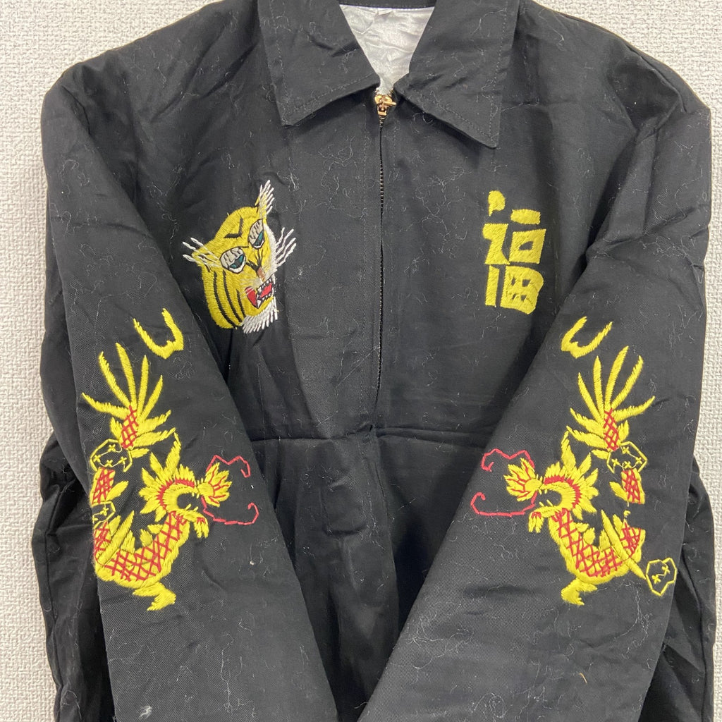 ベトジャン　ベトナムジャケット　スーベニアジャケット　ブルゾン　レプリカ　リメイク　刺繍　黒　ブラック　Lサイズ
