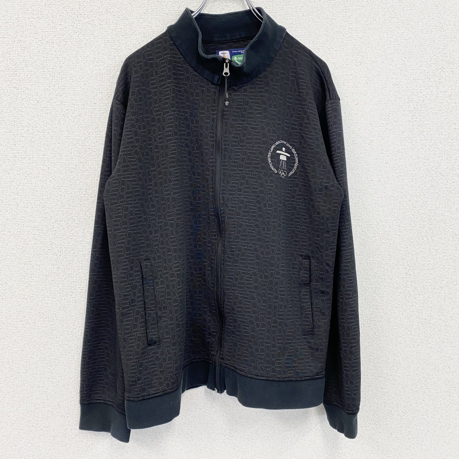 古着 used　sunice　長袖トラックジャケット　フルジップジャージ　2010年バンクーバーオリンピック　黒　Lサイズ