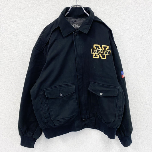 ～00s　Leather Gallery　U.S.NAVY　ブルゾン/スイングトップ　ヴィンテージ　黒　ブラック　XLサイズ