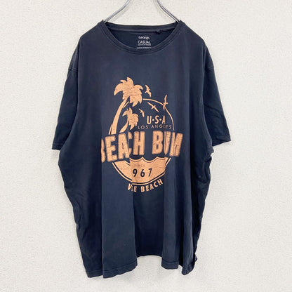 CASUAL　半袖プリントTシャツ　紺　ネイビー　3XLサイズ