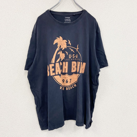 CASUAL　半袖プリントTシャツ　紺　ネイビー　3XLサイズ
