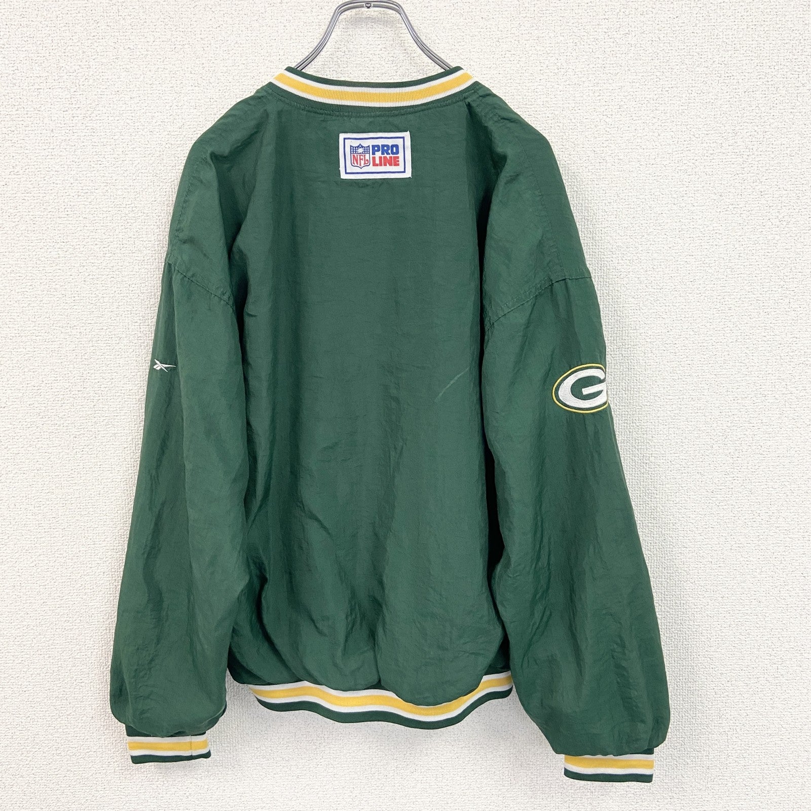 古着 used　Reebok　リーボック　プルオーバー　NFL　グリーンベイパッカーズ　フットボール　刺繡ロゴ　緑　グリーン