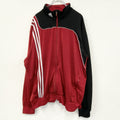 古着 used　adidas　アディダス　長袖トラックジャケット　スリーストライプス　フルジップジャージ　赤　XLサイズ