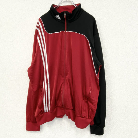 古着 used　adidas　アディダス　長袖トラックジャケット　スリーストライプス　フルジップジャージ　赤　XLサイズ