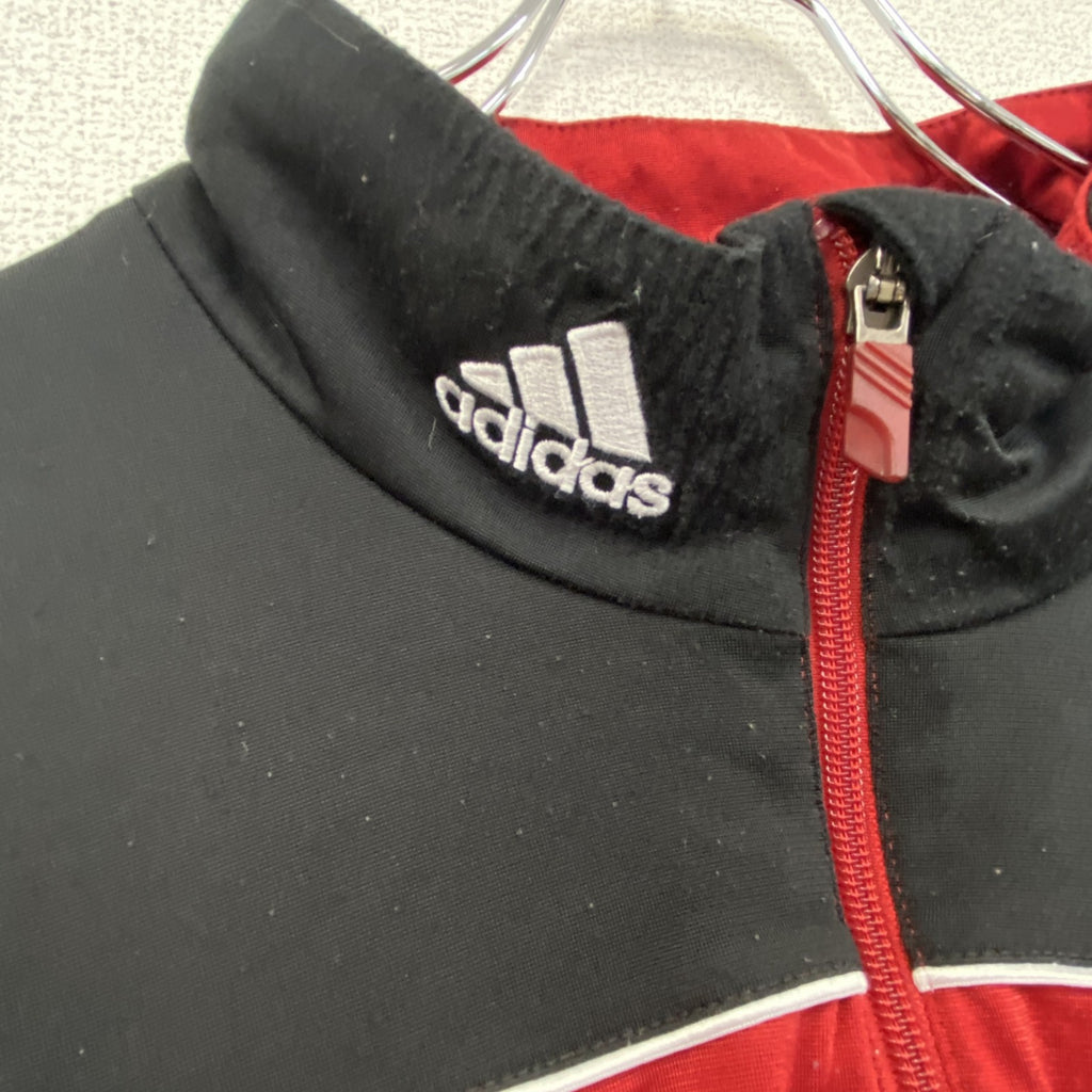 古着 used　adidas　アディダス　長袖トラックジャケット　スリーストライプス　フルジップジャージ　赤　XLサイズ
