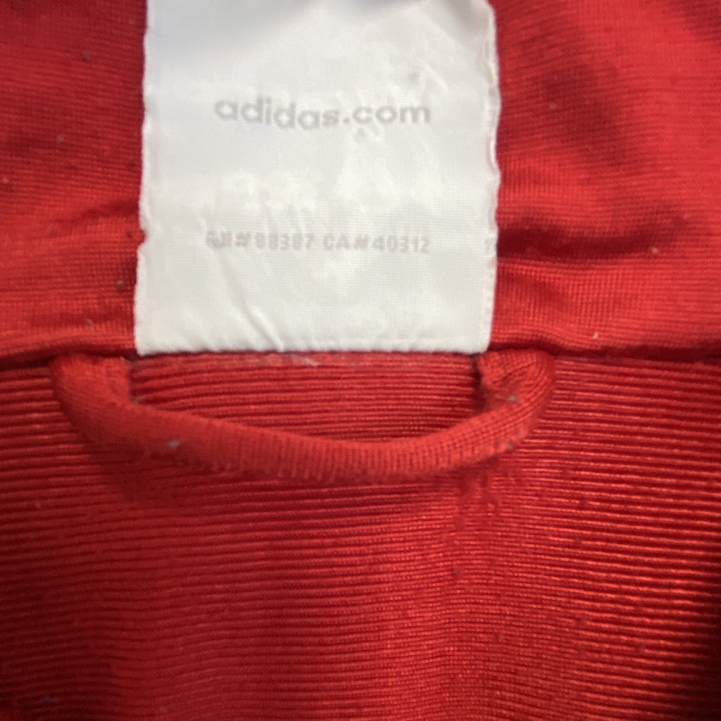 古着 used　adidas　アディダス　長袖トラックジャケット　スリーストライプス　フルジップジャージ　赤　XLサイズ