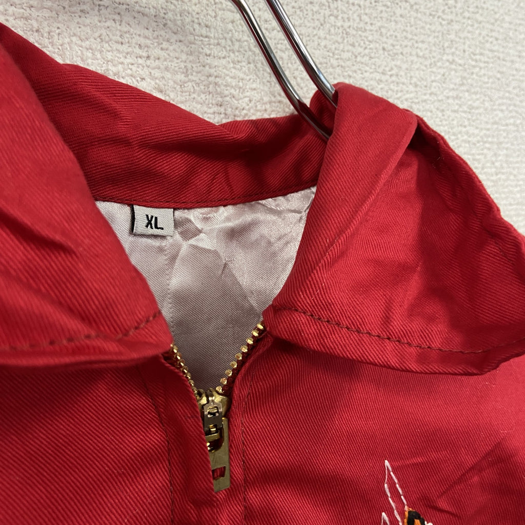 ベトジャン　ベトナムジャケット　スーベニアジャケット　ブルゾン　レプリカ　リメイク　刺繍　赤　レッド　XLサイズ